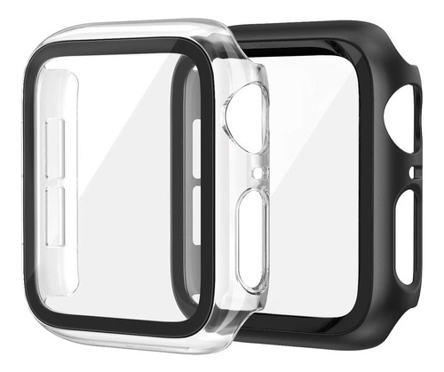 2 Protectores Para Apple Watch 6/5/4 44mm Negro-transparente