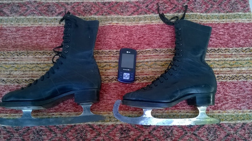 Imagen 5 de 10 de Par Antiguos Patines Para Hielo En Cuero, Patinaje Artístico