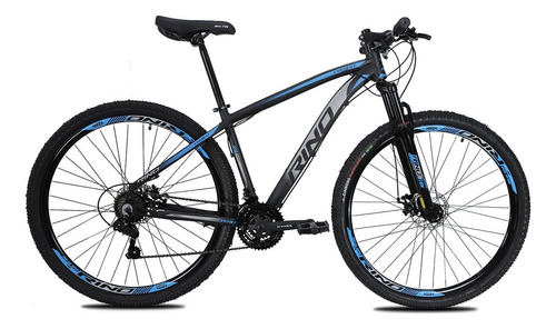 Bicicleta Rino Everest 29 Disco 21v Cambios Index Cor Preto/Prata/Azul Tamanho do quadro 15