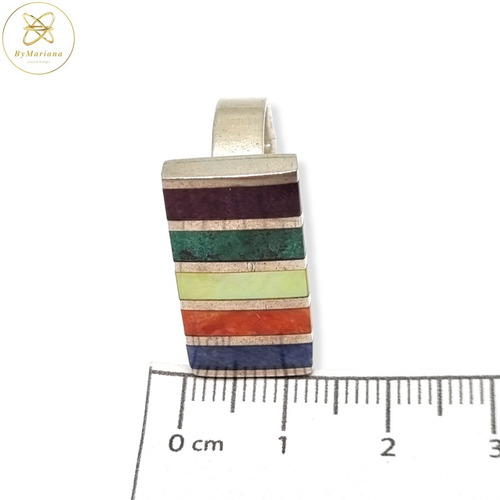 Imagen 5 de 7 de Anillo Plata Peruana Rectangular Colores