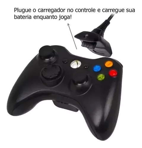 Controle Xbox 360 Wireless Sem Fio + Bateria E Cabo Usb na