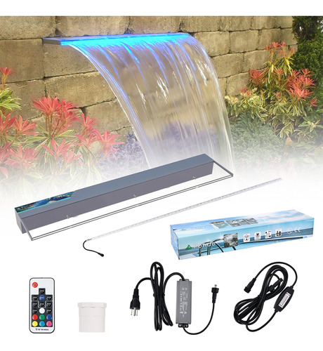 Pondo - Fuente De Piscina Con Cascada Iluminada De 36 Pulgad