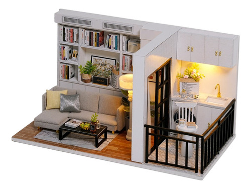 Casa De Miniatura Con Muebles Diy Kit Muebles Realistas 1:24