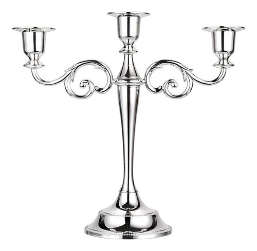 ! Candelabro Compatible Con Eventos De 3 Brazos Plata