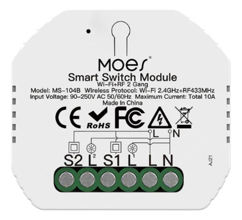 Interruptor Moes Smart Switch 2 Vias