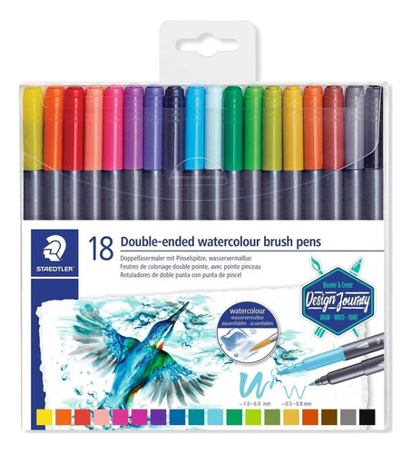 Caneta Staedtler Brush Pen 18 Cores Ponta Dupla 3001tb18