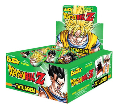 Caixa Chicle Buzzy Dragon Ball Z Hortelã Riclan - 1 Caixa