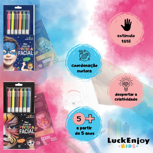 Pintura Facial Infantil Com Molde - Livro Infantil Com Desenhos E Canetinha Para Pintar O Rosto Meninas E Meninos Criativo, Experiência Lúdica