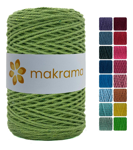 Cuerda Cordón De Algodón Para Macramé 2mm 500g Colores Color Verde Lima