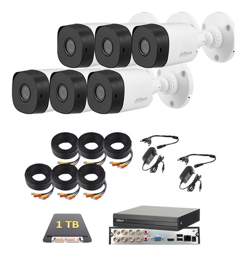 Kit Video Vigilancia 6 Cámaras 4 Mp Dahua Cctv 1 Tb