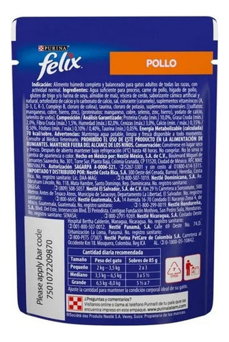 Caja Sobres Félix Pollo En Salsa De 85g (24 Pzas)