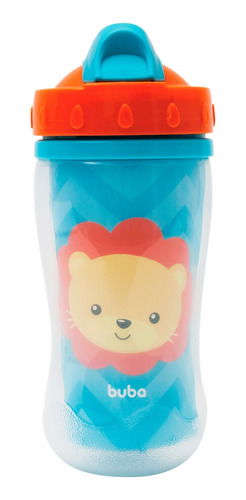 Copinho Infantil Garrafa Buba® Parede Dupla Canudo Silicone Cor Leão