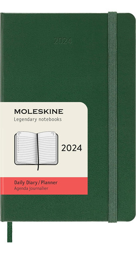 Agenda Diaria Moleskine 2024 12m Tapa Dura Verde -p