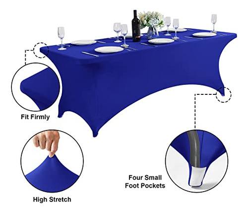 Mantel Impermeable Elástico Azul Rey Para Mesa De 4 Pies