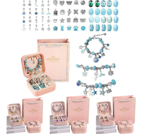 Kit De Joias Infantis De 68 Peças, Pulseira Diy Bead Princes