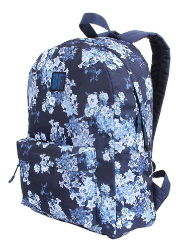 Mochila Juvenil Escolar Casual Bf Boa Forma Azul Floral