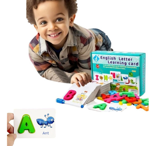 Juego Didáctico Tarjetas Madera Aprendizaje Abc Inglés.f