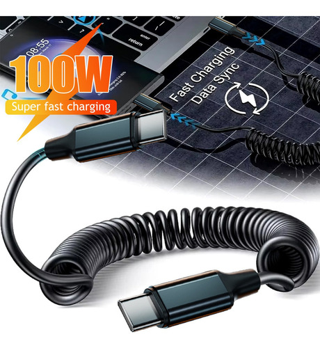 Diseño De Resorte De Cable De Carga Usb-c A Usb-c De Alta Ve