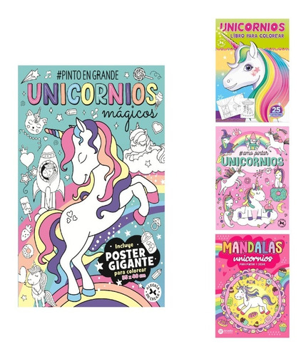 Libros Para Colorear Unicornios Pack De 4