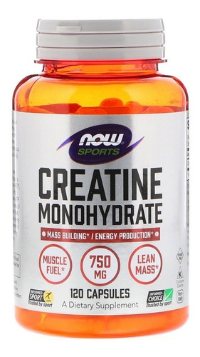 Creatine Monohydrate 120 Cápsulas  Now Sports Importado Now Foods