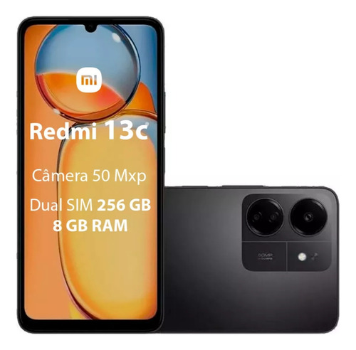 Xiaomi Redmi13c 256gb 8ram Versão Global Cor Preto - Excelente (Recondicionado)