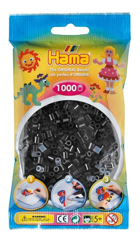 Imagen 1 de 2 de Hama Beads Midi Perler 1000 Unidades Color Negro Pixel Art