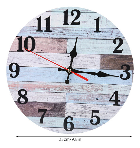 Reloj De Pared De Madera De Estilo Industrial Redondo Y Sile