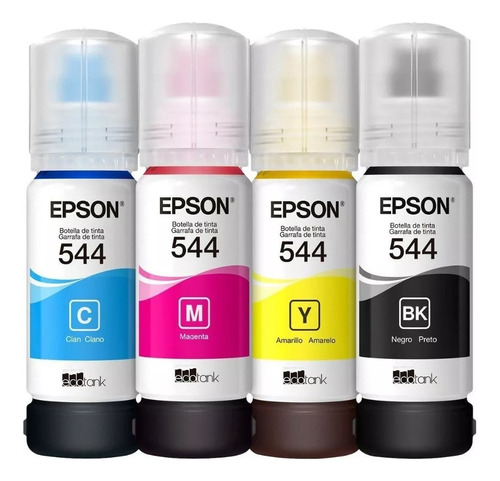 Kit Refil 4 Tintas Epson T544 Para Ecotank - Original