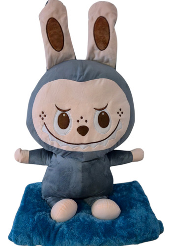 Peluche Labubu Super Grande Con Manta Importados Bellisimos Gris