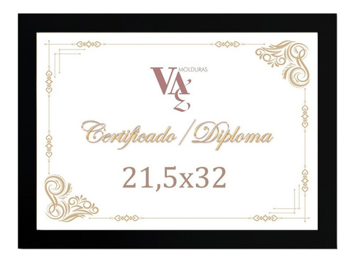 Kit 3 Porta Certificado Diploma Preto 21,5x32 Com Vidro