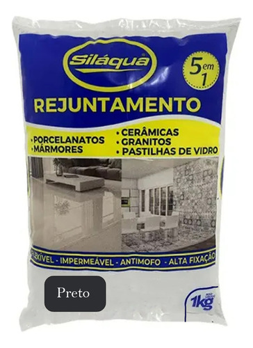 Rejunte 1kg 5x1 Porcelanatos Cerâmica Piscina - Preto