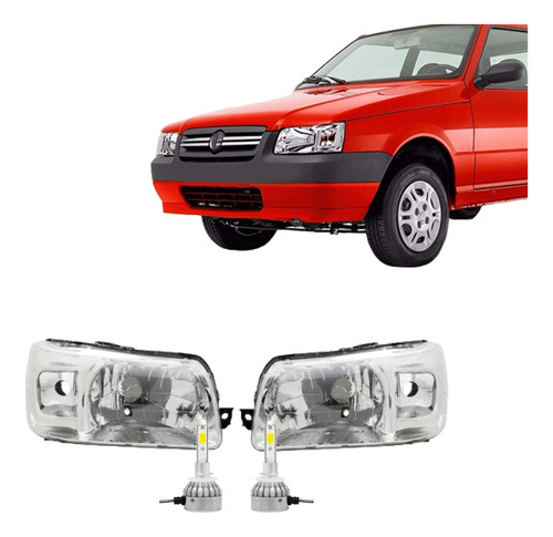 Juego Optica Fiat Uno Fire 2012 2013 2014  + Cree Led