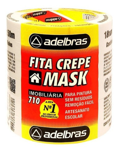 Kit 6 Rolos Fita Crepe Uso Geral 18mm X 50 Metros Pintura