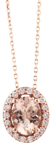 Colar Com Pingente Estilo Halo De Morganita Com Diamante Em