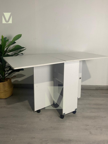 Mesa De Comedor Plegable Extendible Blanca 140x60cm