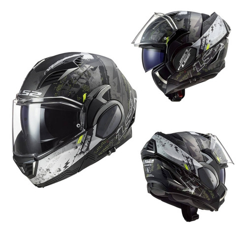 Casco Moto Abatible Ls2 Valiant 2 Gripper Titanio C/ Mochila