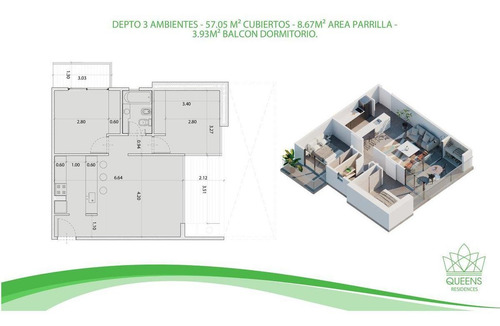 Imagen 13 de 26 de Queens Residences Edificio 2 - 3 Ambientes En Primer Piso En Venta