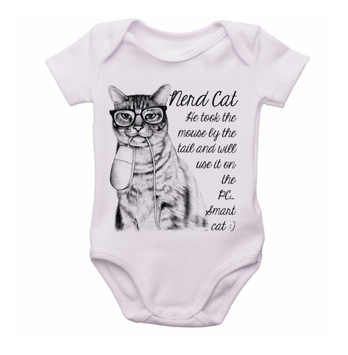 Body Bebê Roupa Infantil Criança Gato Nerd Mouse Boca