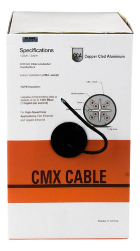 Cable Utp Cat6 Linkedpro 305 Mts Color Negro, Pro-cat-6b