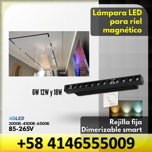 Lampara Led P/ Riel Magnetico 6w Blanca 3k/4k/6k 85-265v