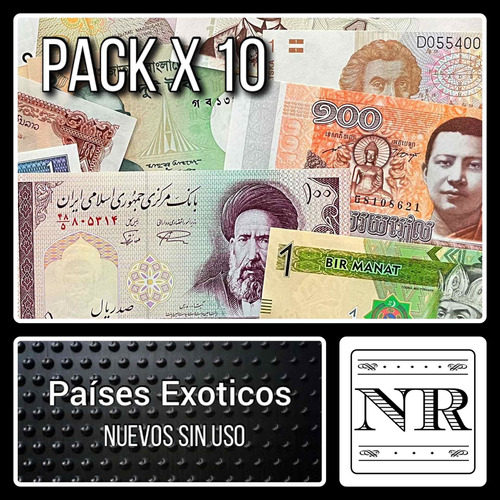 Pack X 10 Billetes Extranjeros - Países Exóticos