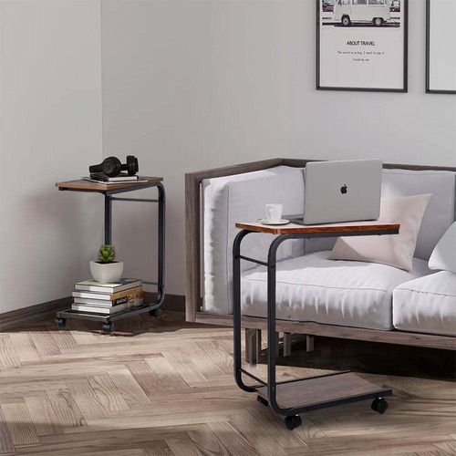 Mesa Auxiliar Latera De Madera Con Ruedas Mesita Notebook