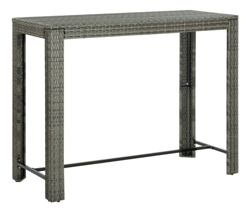 Mesa De Bar De Jardín Gris 55.3 X23.8 X43.5 Poly Rattan