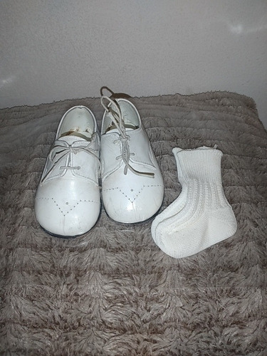 Zapatitos De Bautismo Blancos Puro Cuero Marca Pequitas 