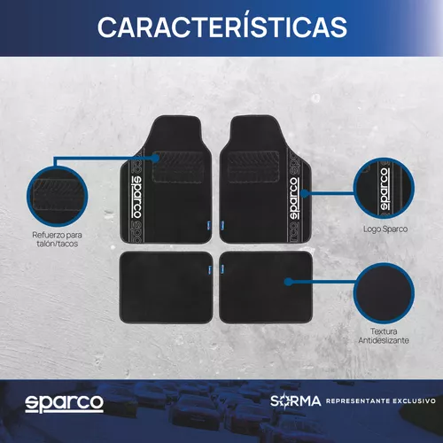 Alfombras de moqueta Sparco para coche con los logos azules