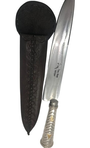 Cuchillo Empuñadura En Plata Y 2letras Oro Hoja 18cm (pñ4)