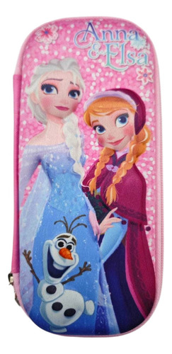 3 Pzas Estuche Para Lápices Lapicera 3d Escolar Frozen Elsa Rosa Frozen