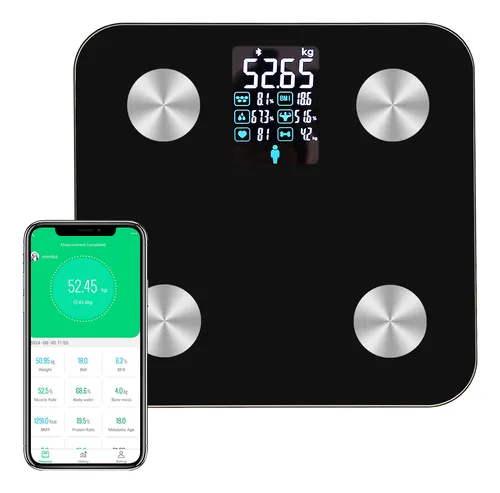 comprar Balança Digital Corporal Bioimpedancia Aplicativo Bluetooth Cor Preto 4.5v
