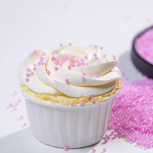Mini Perlas Comestibles Rosa 2mm Sprinkles 85gr Reposteria Color Blanco