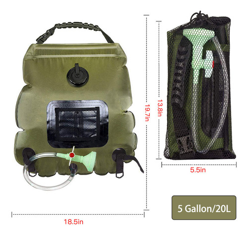 Bolsa De Ducha Portátil Para Acampar De 20 Litros Con Calefa